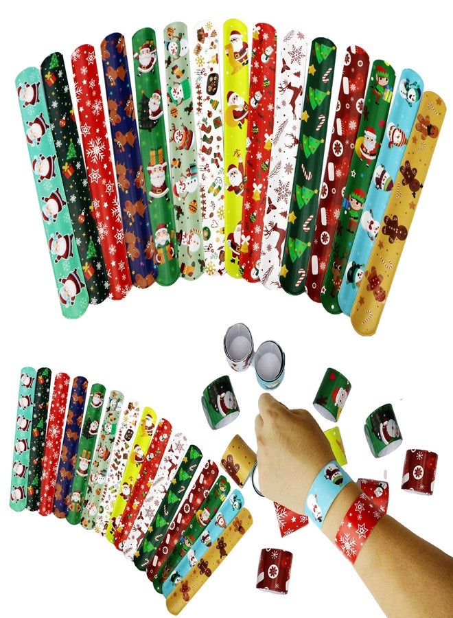 DimiGlobal 45Pcs Christmas Slap Bracelets for Kids Christmas Slap Bracelets Bulk for Boys and Girls holiday Slap Bracelet Party Supplies Favors Classroom Prizes Exchanging Gifts - Image 2